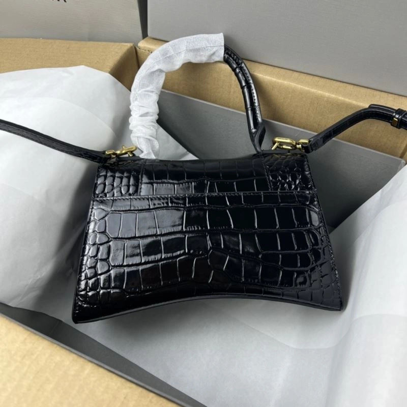 Stretchable Balenciaga Hourglass Crocodile Pattern Bag with Gold Buckle 78713