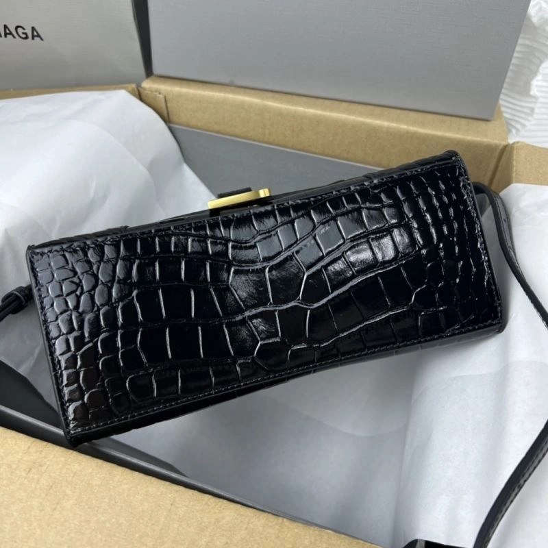 Stretchable Balenciaga Hourglass Crocodile Pattern Bag with Gold Buckle 78713