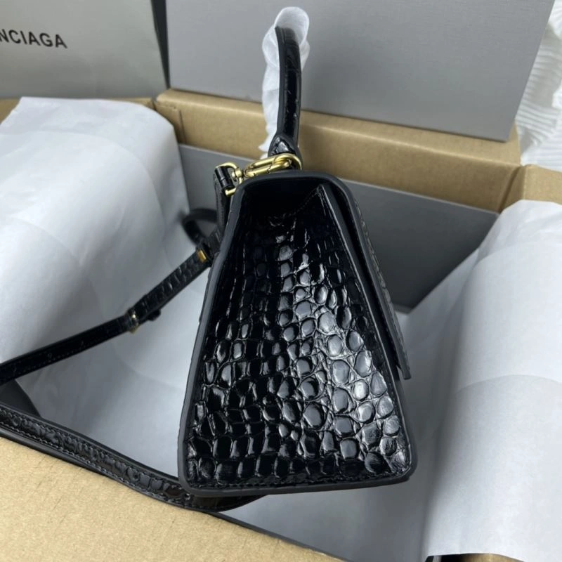 Stretchable Balenciaga Hourglass Crocodile Pattern Bag with Gold Buckle 78713