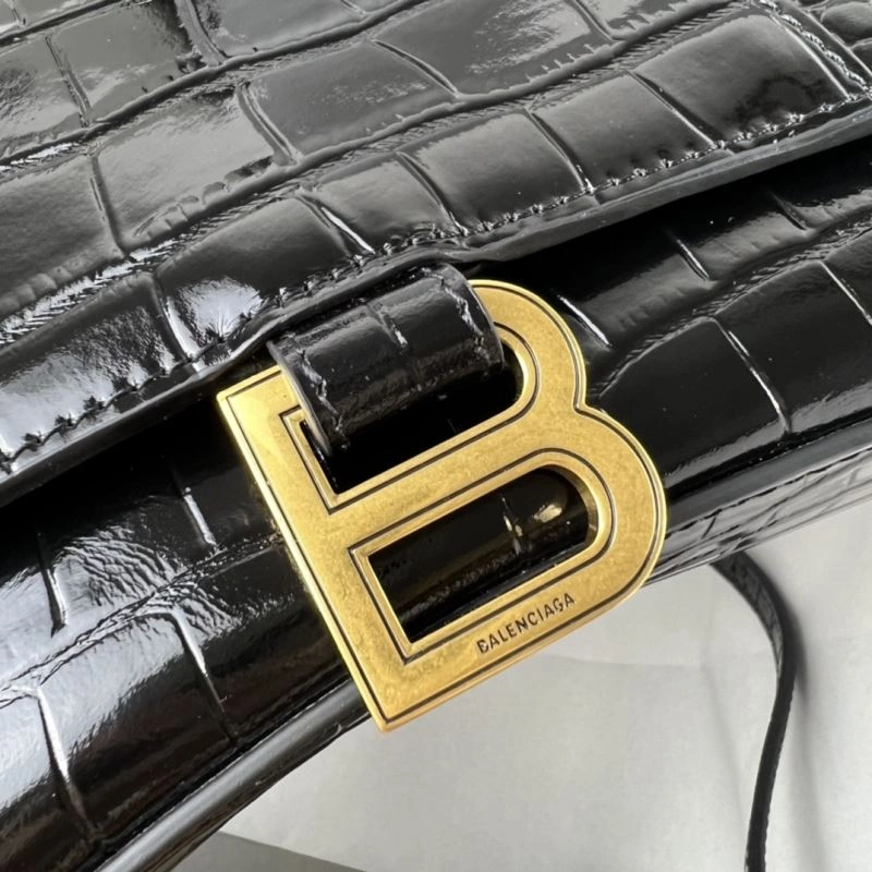 Stretchable Balenciaga Hourglass Crocodile Pattern Bag with Gold Buckle 78713
