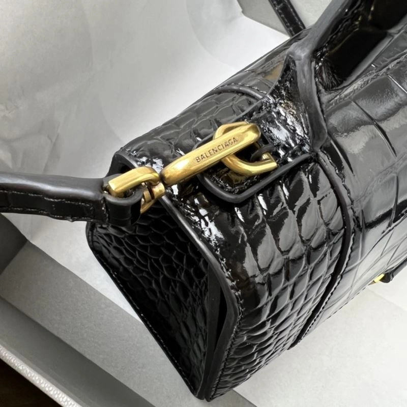 Stretchable Balenciaga Hourglass Crocodile Pattern Bag with Gold Buckle 78713