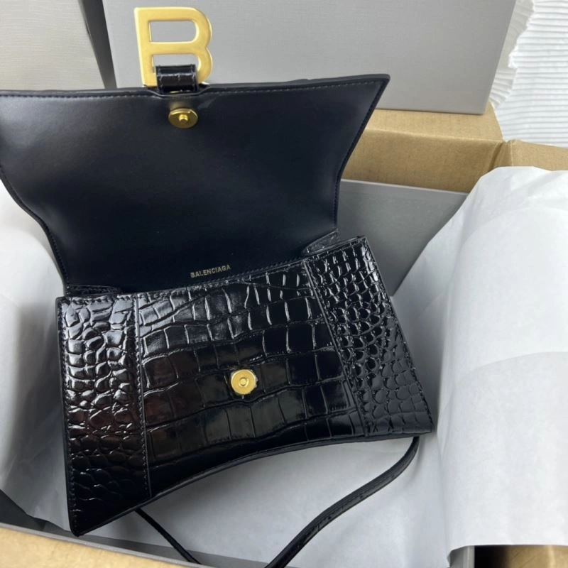 Stretchable Balenciaga Hourglass Crocodile Pattern Bag with Gold Buckle 78713