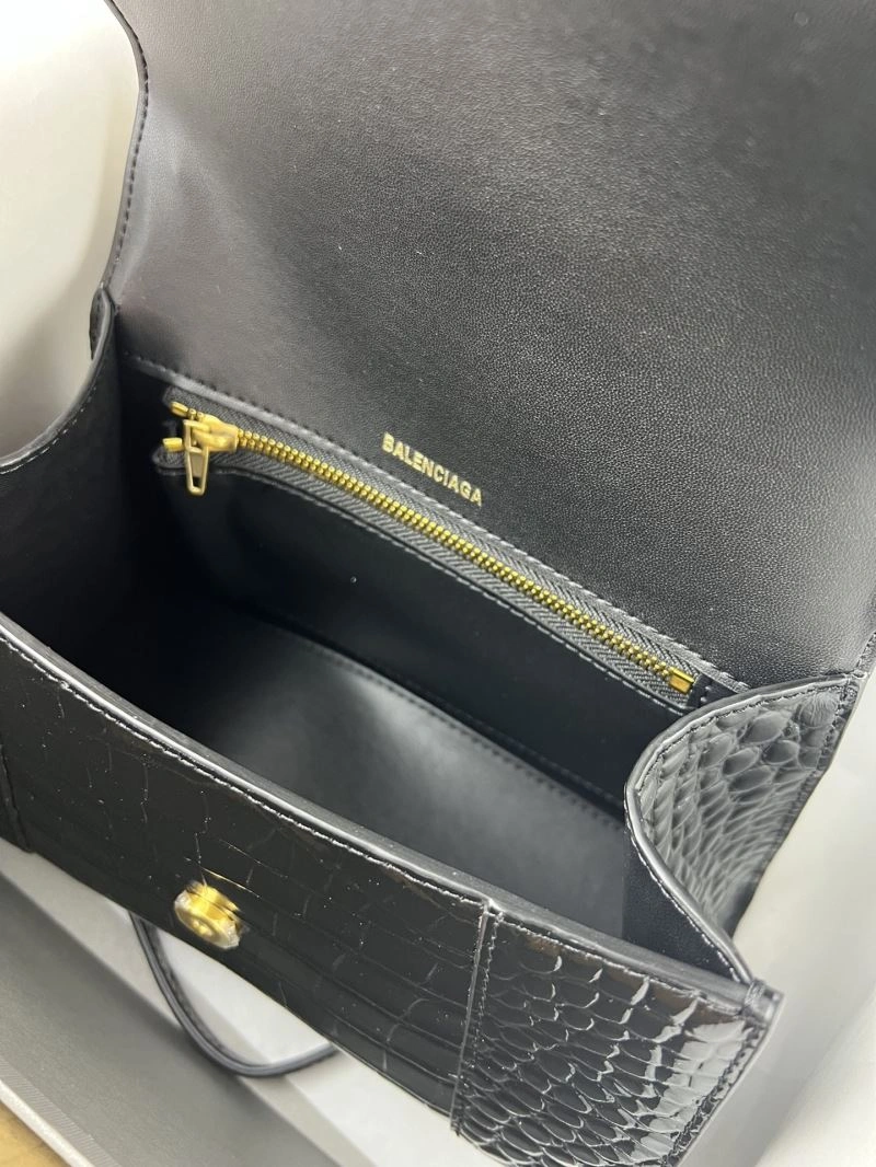 Stretchable Balenciaga Hourglass Crocodile Pattern Bag with Gold Buckle 78713