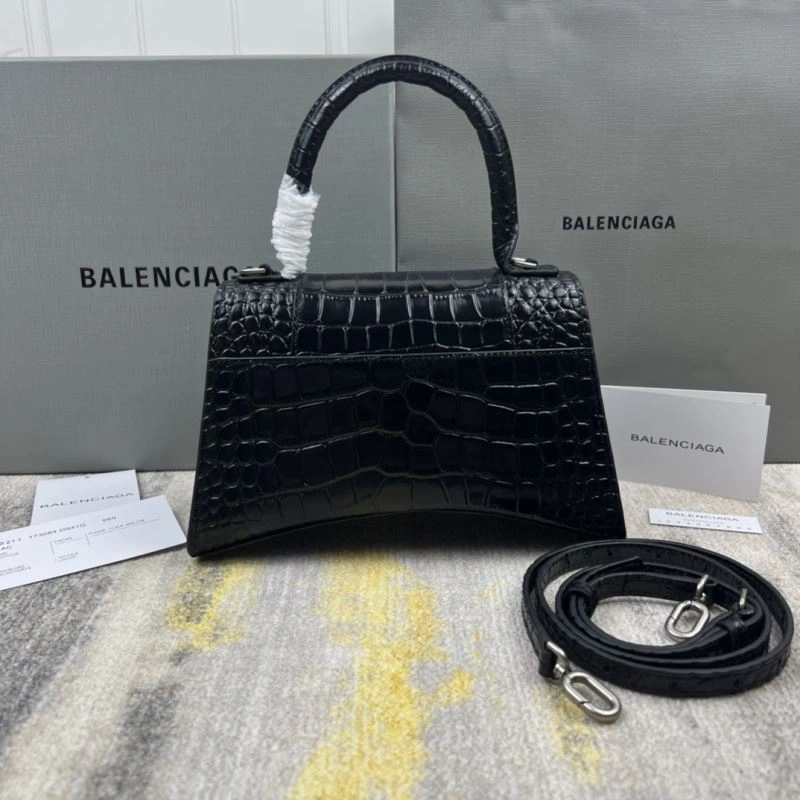 Balenciaga Hourglass Crocodile Pattern Bag with Silver Buckle Bright 78715