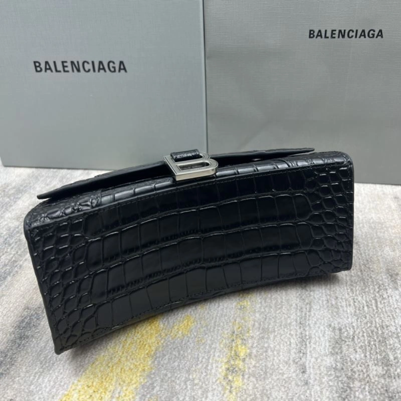 Balenciaga Hourglass Crocodile Pattern Bag with Silver Buckle Bright 78715