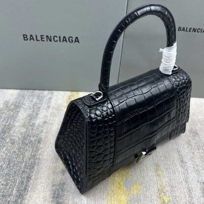 Balenciaga Hourglass Crocodile Pattern Bag with Silver Buckle Bright 78715