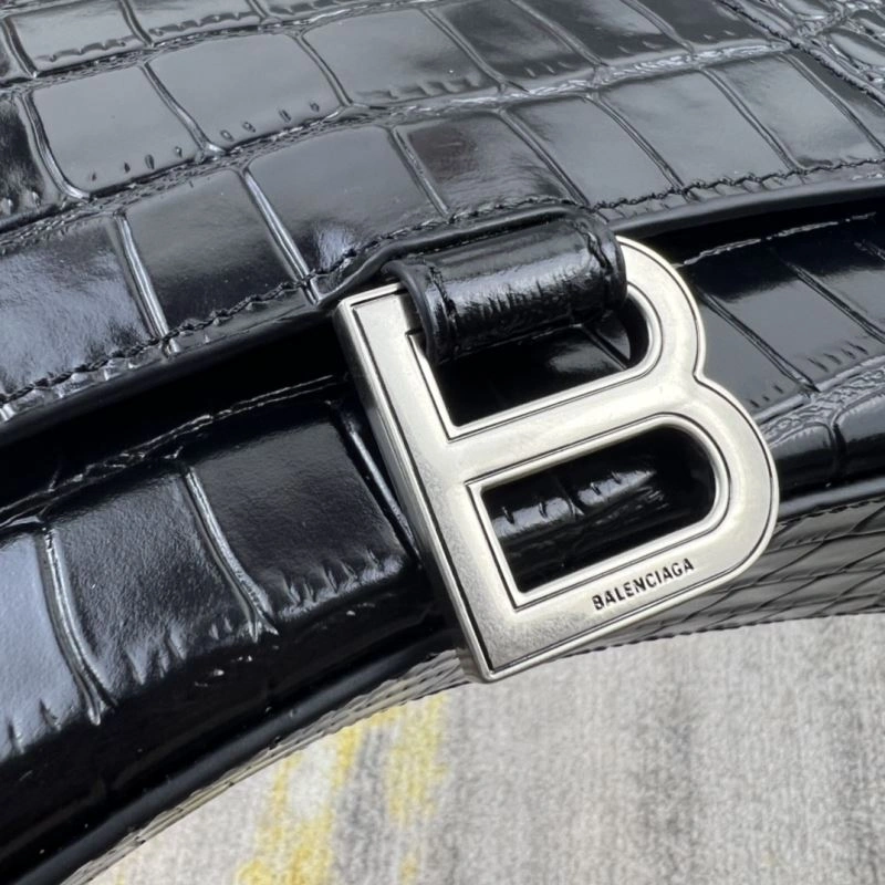 Balenciaga Hourglass Crocodile Pattern Bag with Silver Buckle Bright 78715