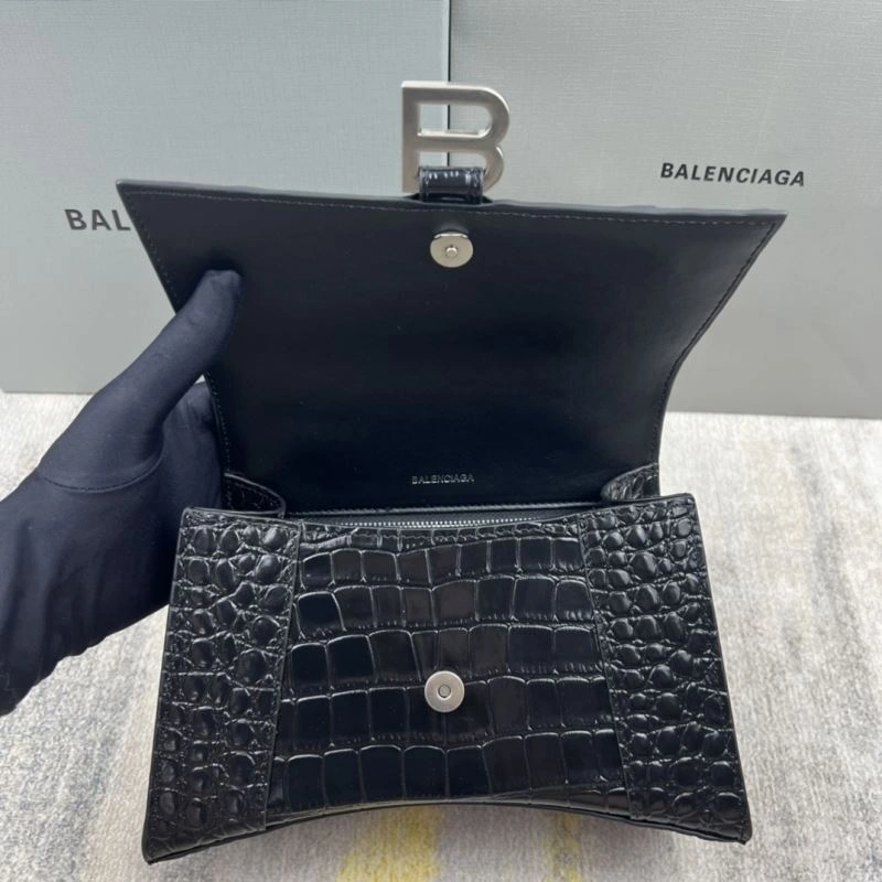 Balenciaga Hourglass Crocodile Pattern Bag with Silver Buckle Bright 78715