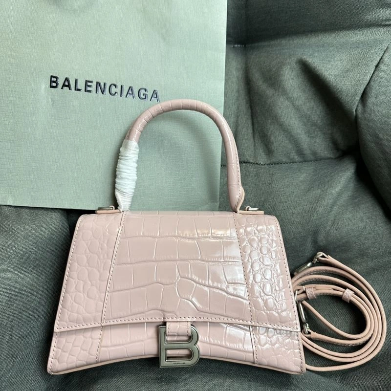 Bold Balenciaga Hourglass Crocodile Pattern Bag with Silver Buckle 70045