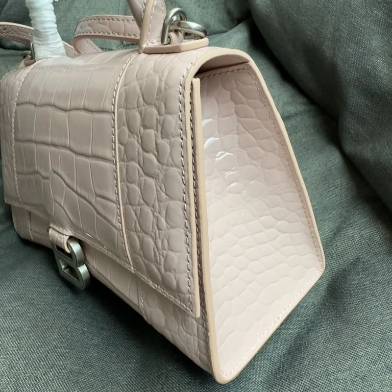 Bold Balenciaga Hourglass Crocodile Pattern Bag with Silver Buckle 70045