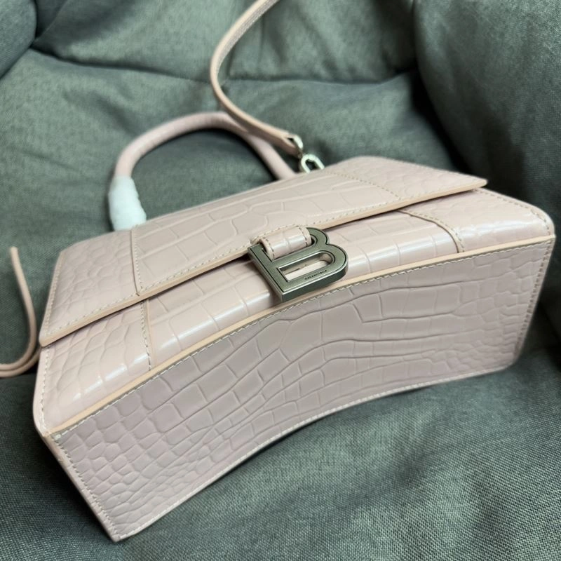 Bold Balenciaga Hourglass Crocodile Pattern Bag with Silver Buckle 70045