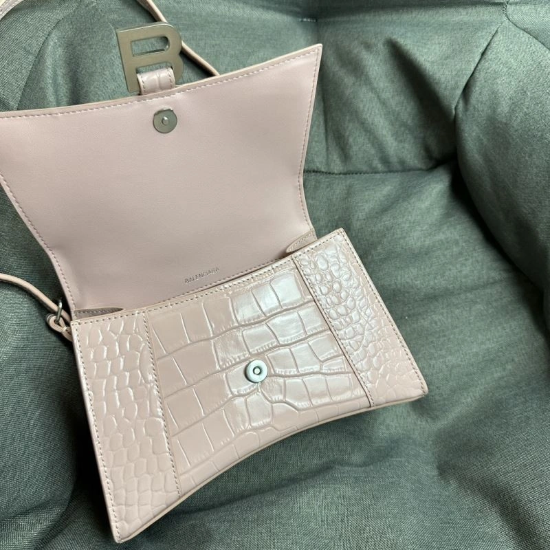 Bold Balenciaga Hourglass Crocodile Pattern Bag with Silver Buckle 70045