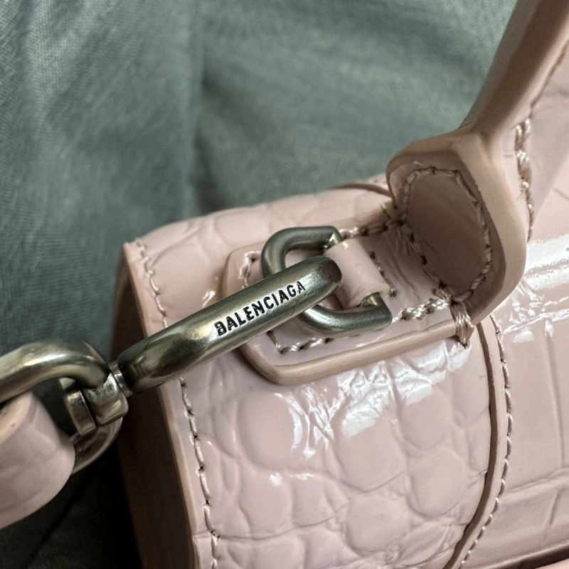 Bold Balenciaga Hourglass Crocodile Pattern Bag with Silver Buckle 70045