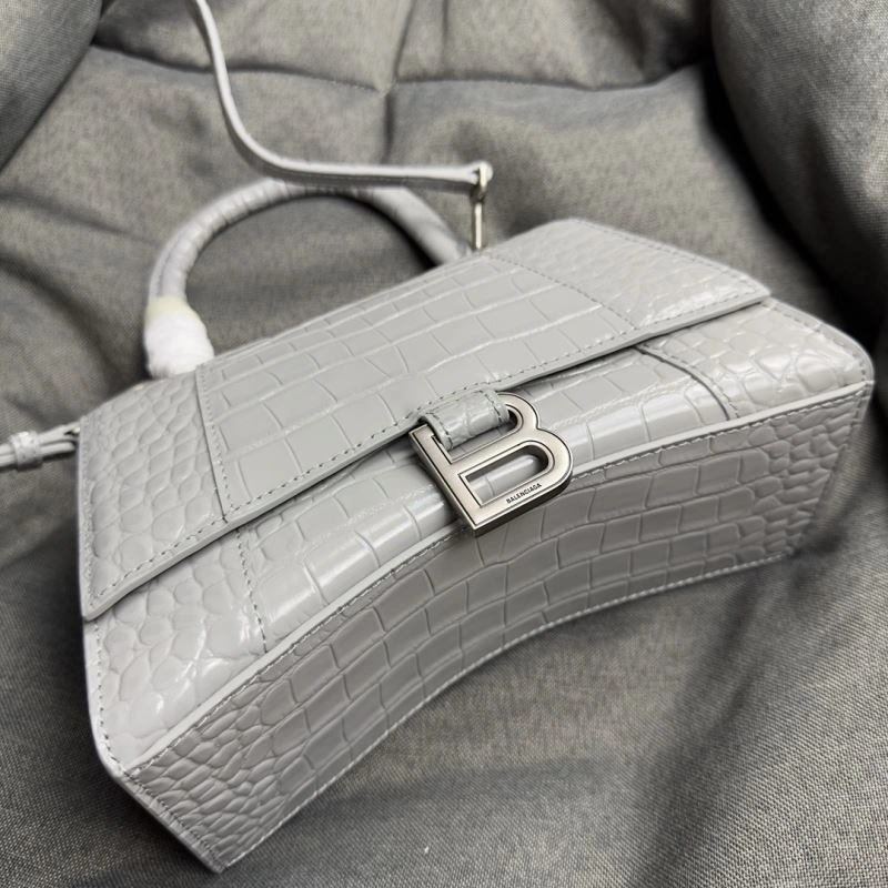 Premium Balenciaga Hourglass Crocodile Pattern Bag with Silver Buckle 70026