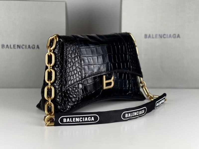 Balenciaga Hourglass Crocodile Pattern Chain Shoulder Bag ZipUp 72580