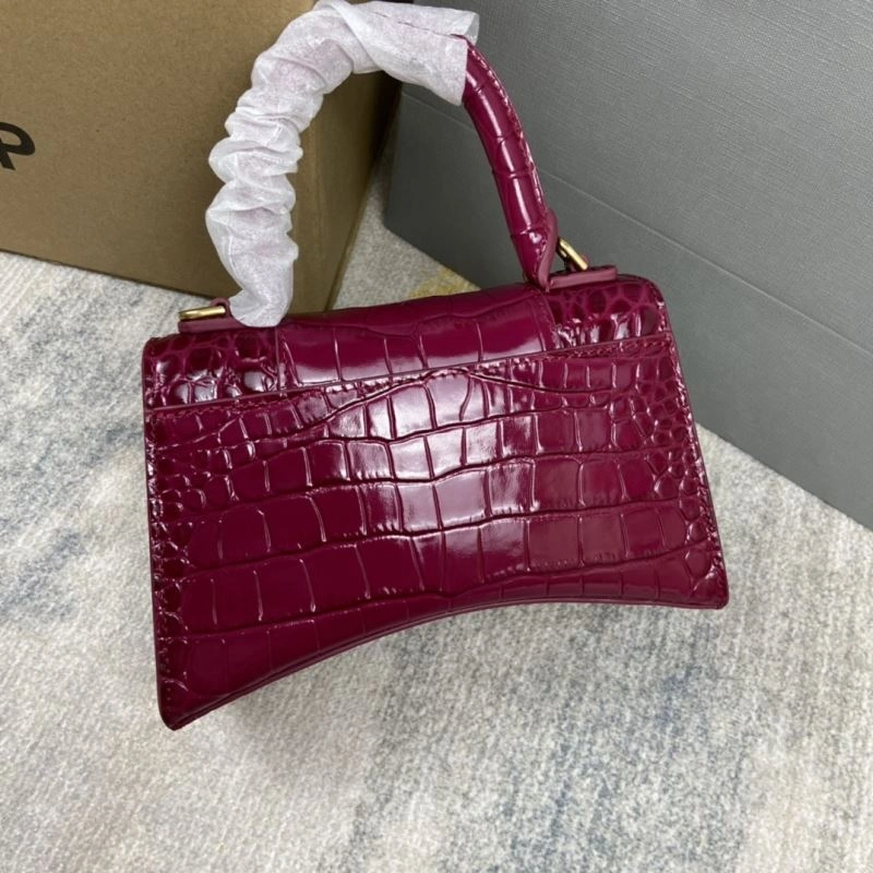 Balenciaga Hourglass Crocodile-Pattern Cherry Red Bag ComfortFit 78686