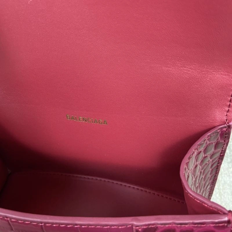 Balenciaga Hourglass Crocodile-Pattern Cherry Red Bag ComfortFit 78686