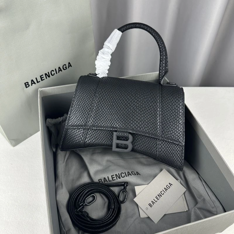 Packable Balenciaga Hourglass Crocodile-Patterned Bag - S Size 78632