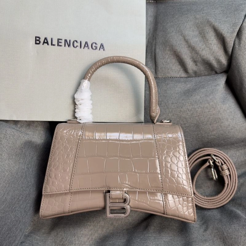 Balenciaga Hourglass Crocodile Print Bag with Silver Buckle TravelReady 70035