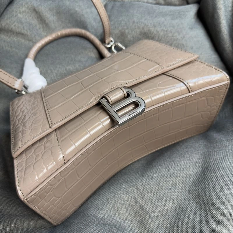 Balenciaga Hourglass Crocodile Print Bag with Silver Buckle TravelReady 70035