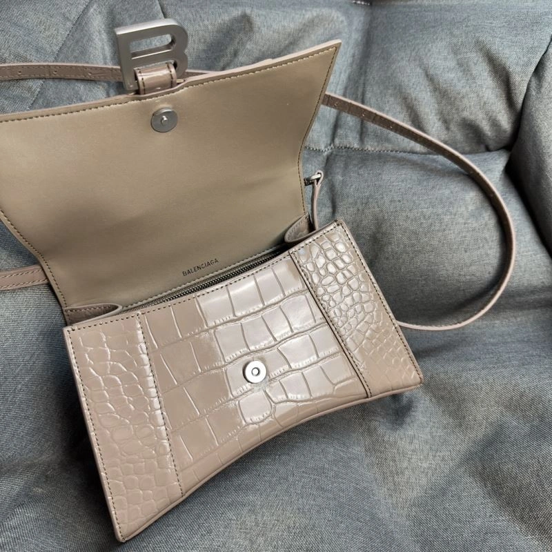 Balenciaga Hourglass Crocodile Print Bag with Silver Buckle TravelReady 70035