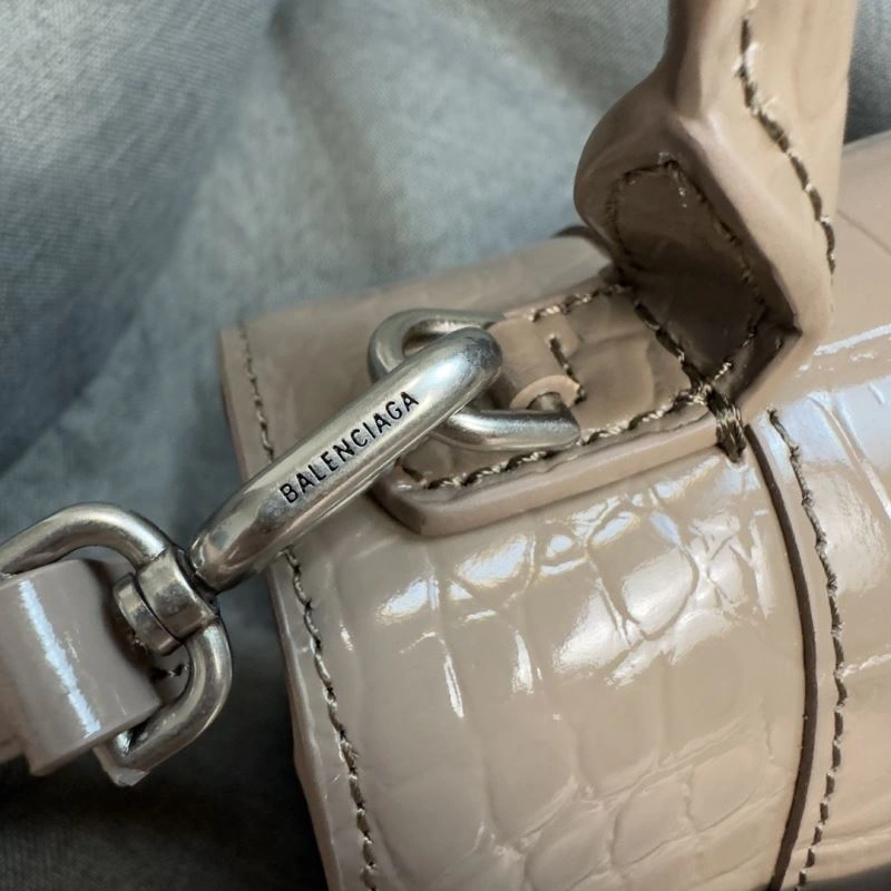 Balenciaga Hourglass Crocodile Print Bag with Silver Buckle TravelReady 70035
