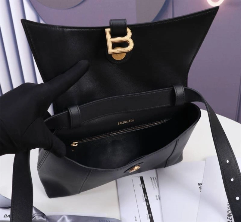 Balenciaga Hourglass Curved Black Bag with Gold Hardware - LG-6068S MoistureWicking 75312