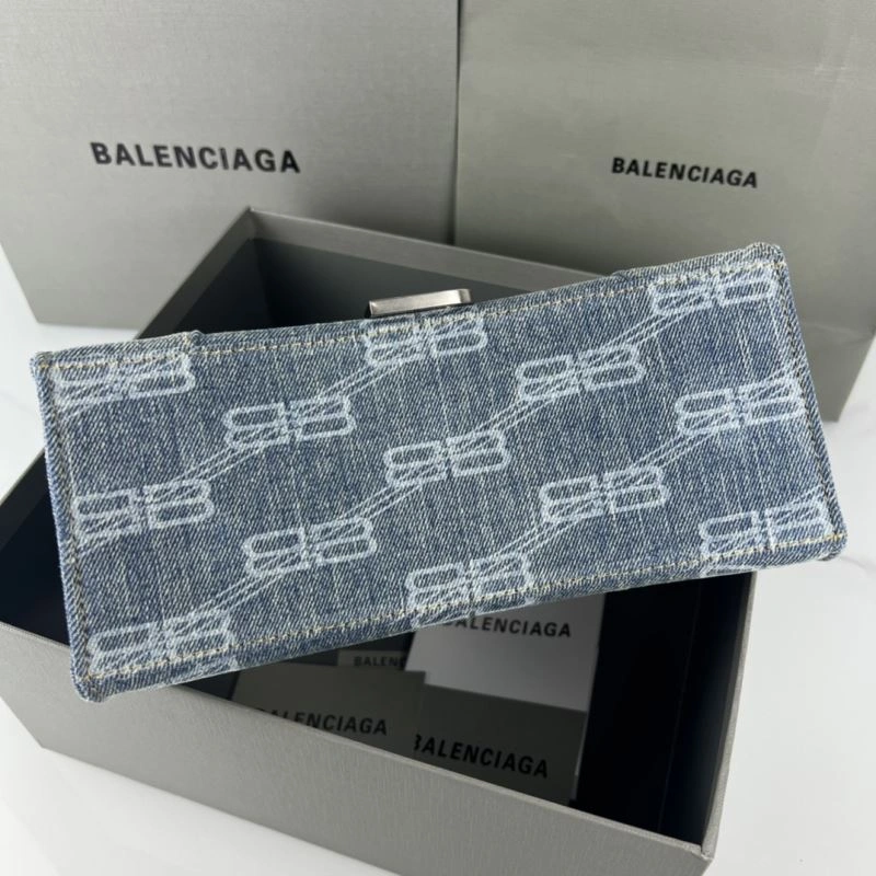 Durable Balenciaga Hourglass Denim Blue Leather Bag -  Crescent Design 78684