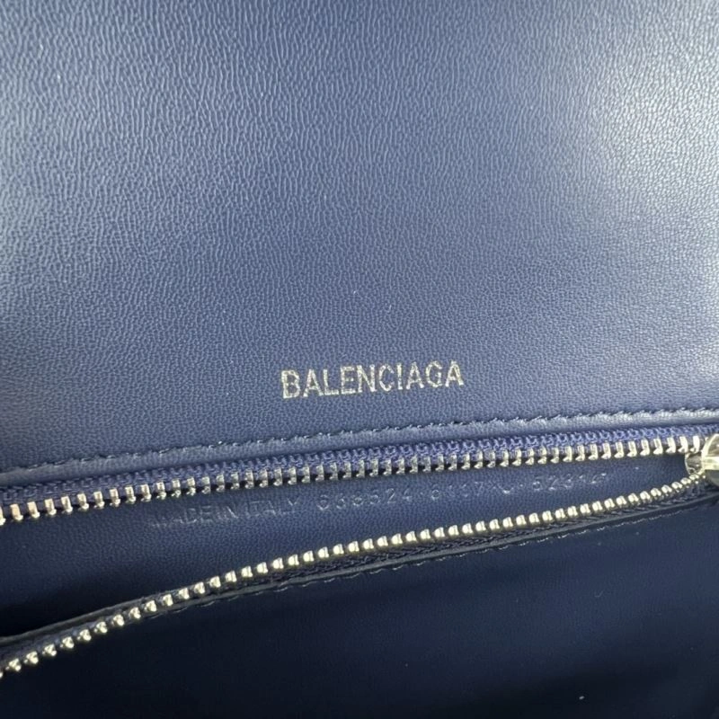 Durable Balenciaga Hourglass Denim Blue Leather Bag -  Crescent Design 78684