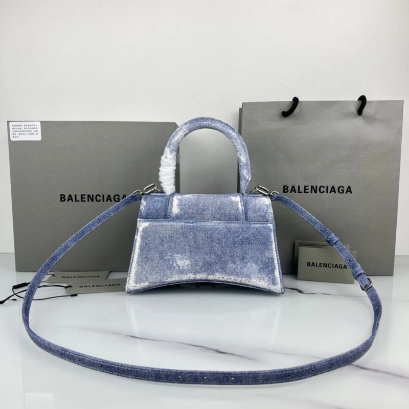 Balenciaga Hourglass Denim Blue Leather Bag -  Curved Design Bold 78680