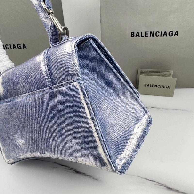 Balenciaga Hourglass Denim Blue Leather Bag -  Curved Design Bold 78680