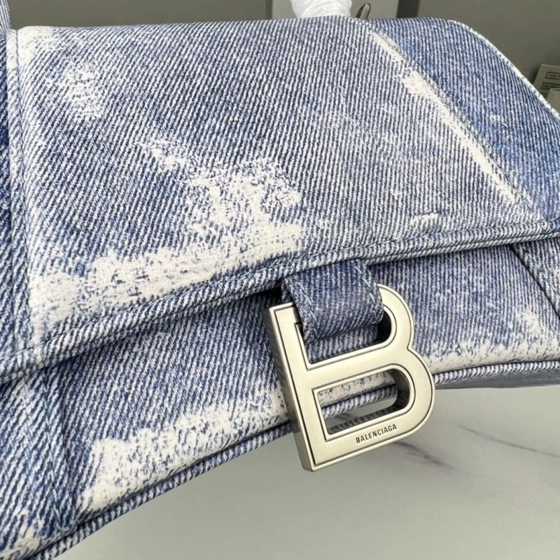 Balenciaga Hourglass Denim Blue Leather Bag -  Curved Design Bold 78680