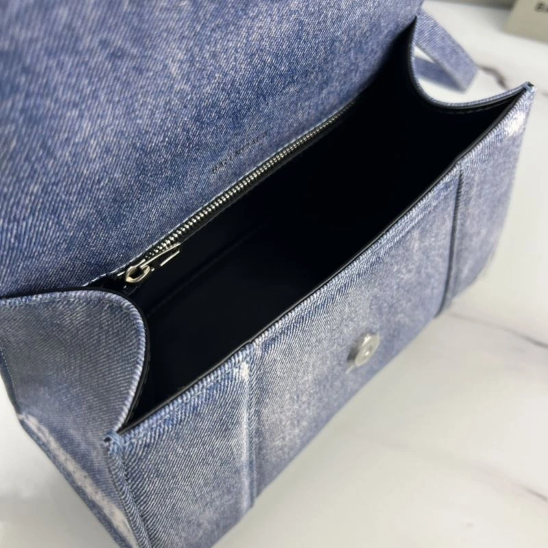 Balenciaga Hourglass Denim Blue Leather Bag -  Curved Design Bold 78680