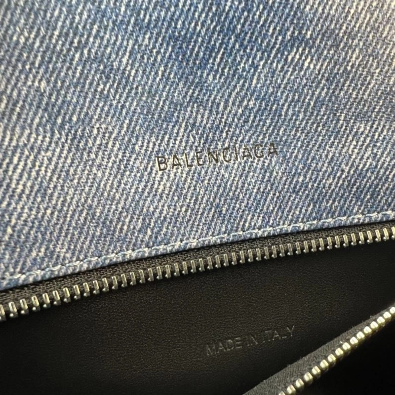 Balenciaga Hourglass Denim Blue Leather Bag -  Curved Design Bold 78680