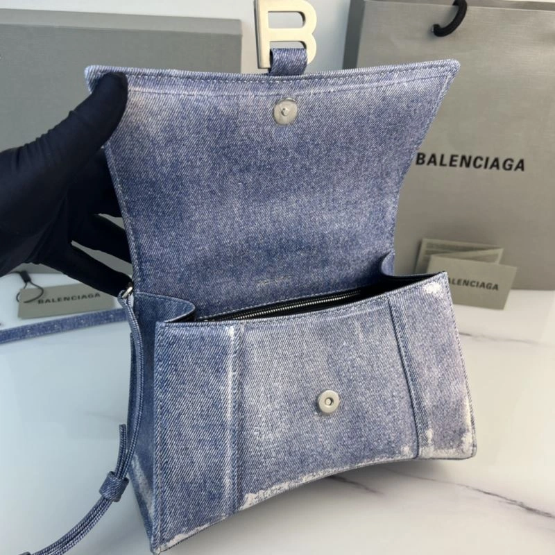 Balenciaga Hourglass Denim Blue Leather Bag -  Curved Design Bold 78680