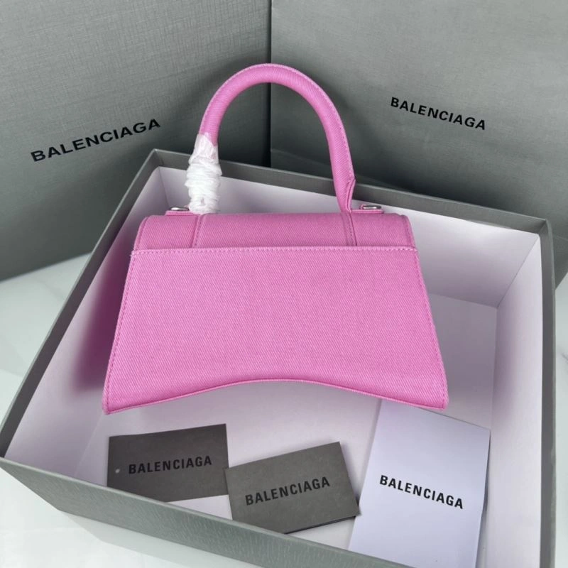 QuickDry Balenciaga Hourglass Denim Pink Leather Bag -  Curved Design 78696