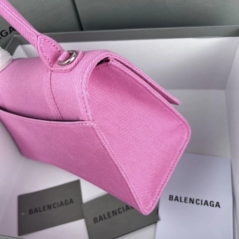 QuickDry Balenciaga Hourglass Denim Pink Leather Bag -  Curved Design 78696