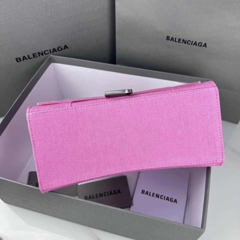 QuickDry Balenciaga Hourglass Denim Pink Leather Bag -  Curved Design 78696