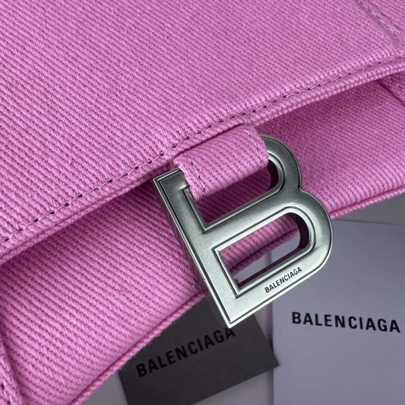 QuickDry Balenciaga Hourglass Denim Pink Leather Bag -  Curved Design 78696