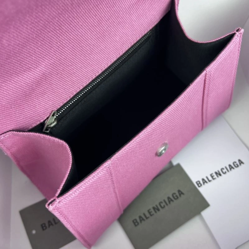 QuickDry Balenciaga Hourglass Denim Pink Leather Bag -  Curved Design 78696