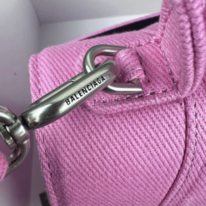 QuickDry Balenciaga Hourglass Denim Pink Leather Bag -  Curved Design 78696