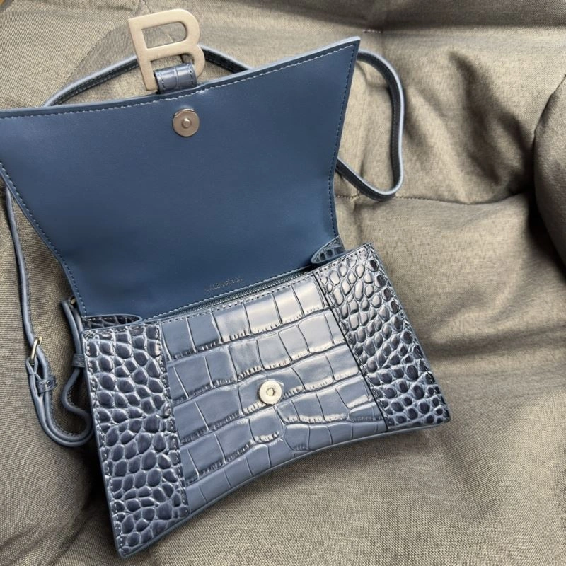 Balenciaga Hourglass Gray Crocodile Pattern Bag with Silver Buckle Seasonal 70030