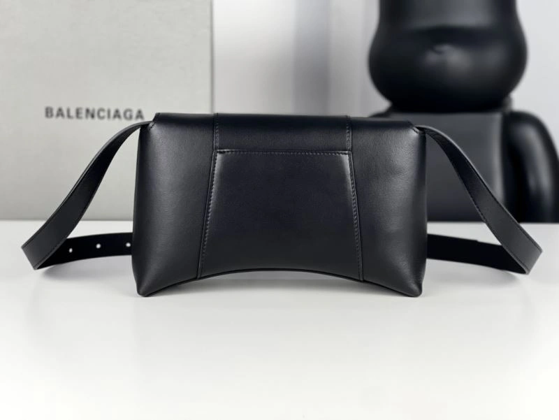 SunProtective Balenciaga Hourglass Mini Black Buckle Bag with B-Pull Ring 72635