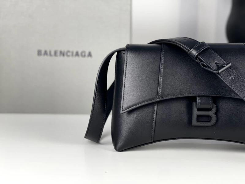 SunProtective Balenciaga Hourglass Mini Black Buckle Bag with B-Pull Ring 72635
