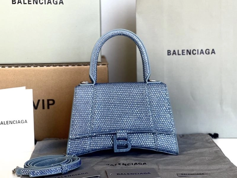 Balenciaga Hourglass Water Blue Rhinestone Bag Practical 72627