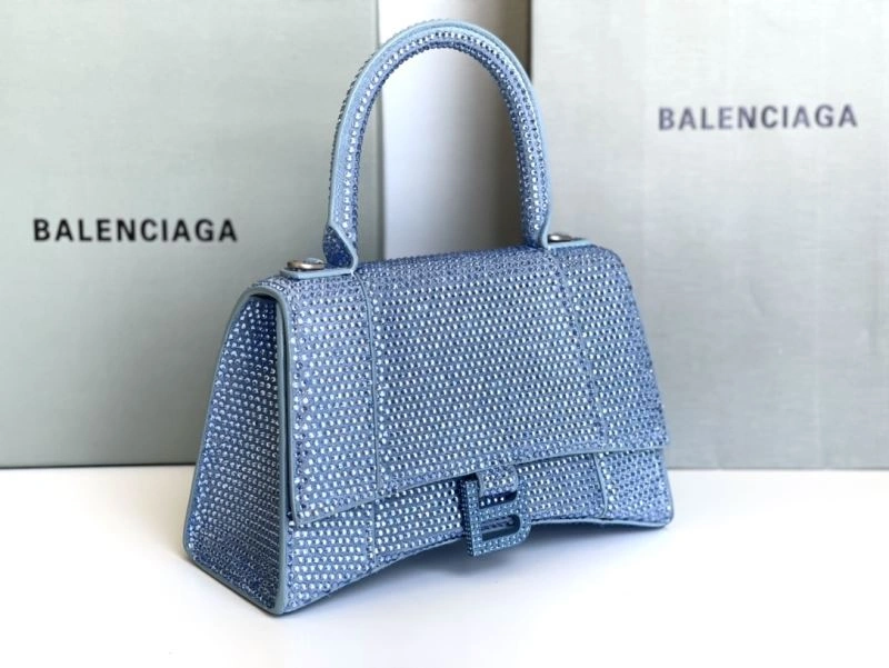 Balenciaga Hourglass Water Blue Rhinestone Bag Practical 72627