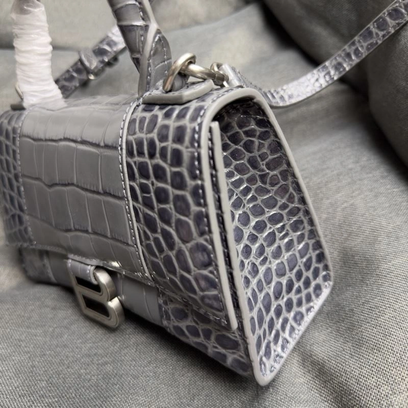 Snug Balenciaga Hourglass XS Bag - Carbon Gray Crocodile Pattern 70020