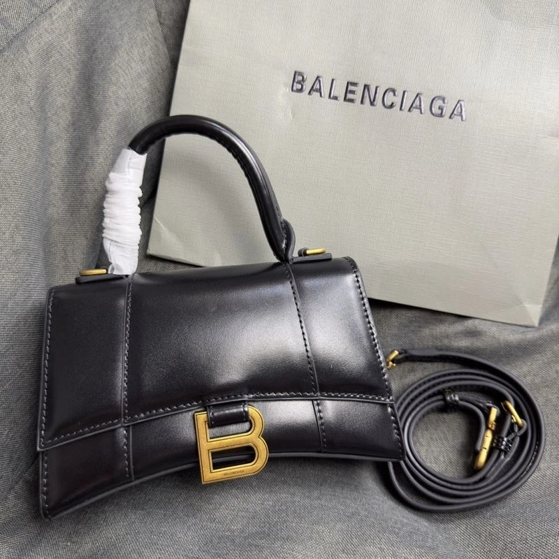 Balenciaga Hourglass XS Black Cowhide Bag with Metallic B Tab OnTrend 69985