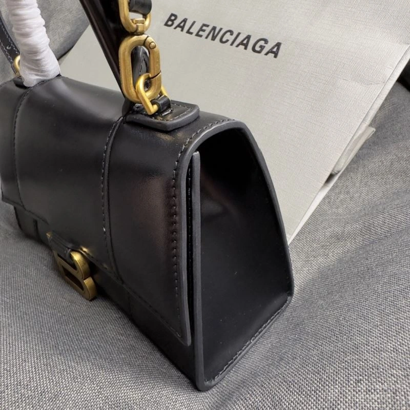 Balenciaga Hourglass XS Black Cowhide Bag with Metallic B Tab OnTrend 69985