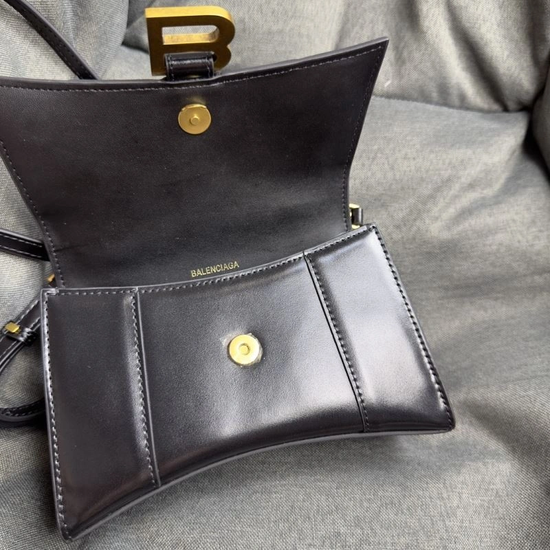 Balenciaga Hourglass XS Black Cowhide Bag with Metallic B Tab OnTrend 69985